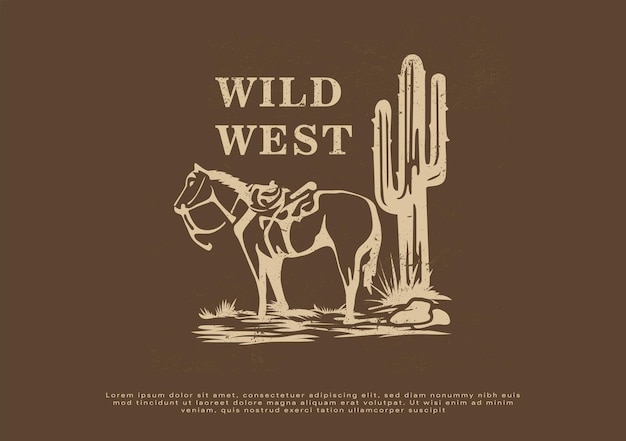 Vector wild west horse illustration badge design apparel