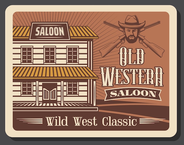 Vector wild west old american western cowboy saloon