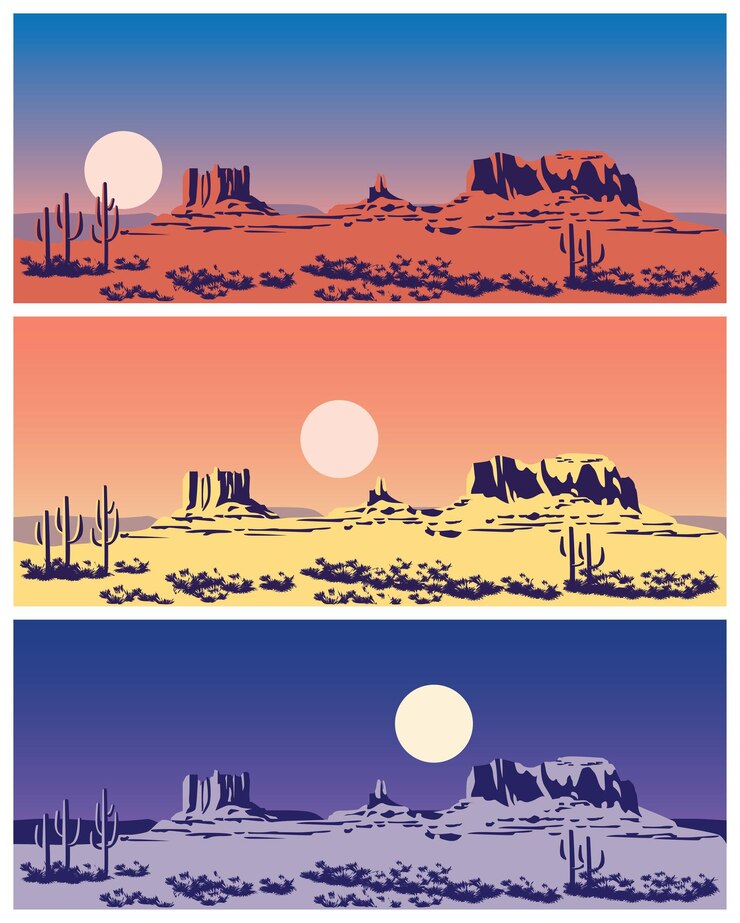 Vector wild west set seamless panorama