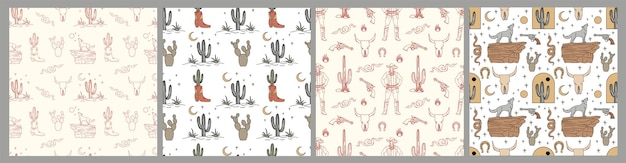 Wild west set van naadloze texturen voor kleding of behang