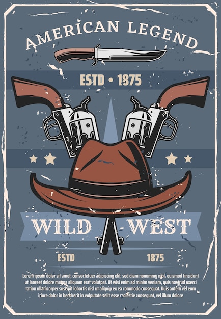 Шериф дикого запада или западное ковбойское оружие и шляпа