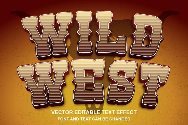 Vettore wild west vintage retro western typography editable text effect style template background design