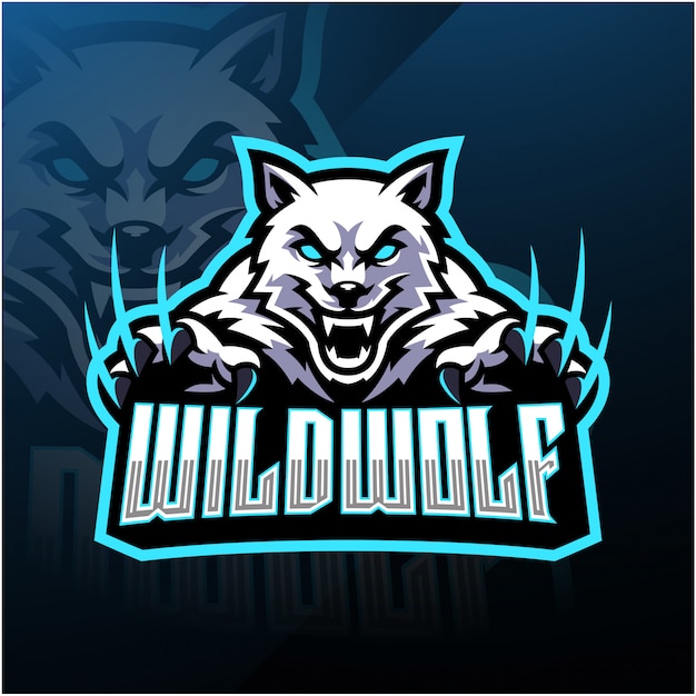 Vector wild wolf esport mascot logo design