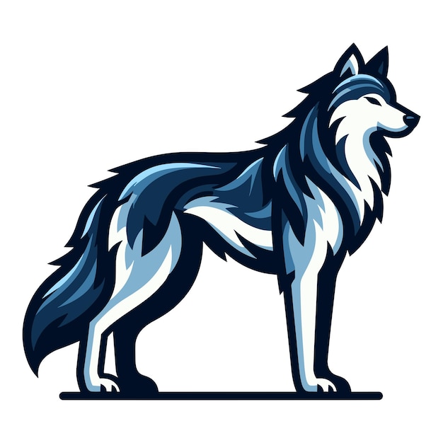 Wild wolf hond full body design vector illustratie dier wildlife sjabloon geïsoleerd op wit