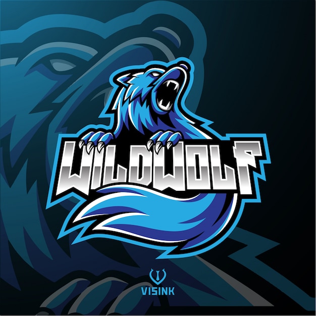 Wild wolf mascot logo 