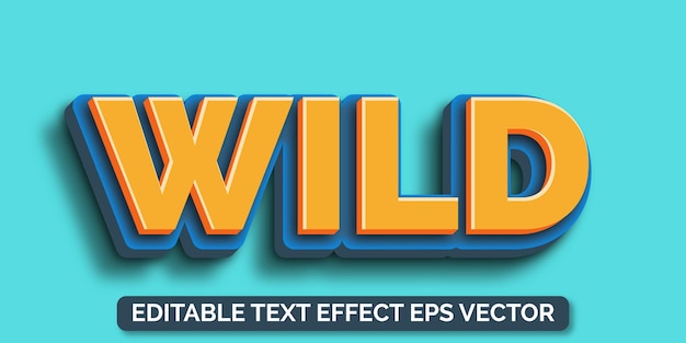 Wild yellow color editable 3d text effect eps vector