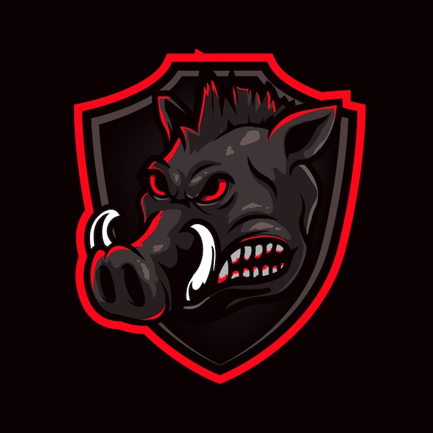 Vector wildboar mascot shield