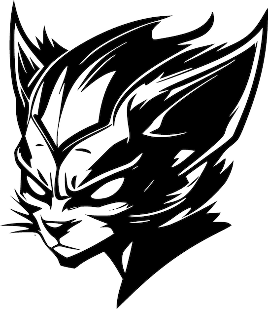 Черно-белая изолированная икона Wildcat, векторная иллюстрация