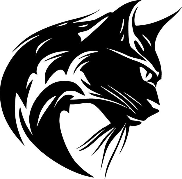 Wildcat black and white vector illustration