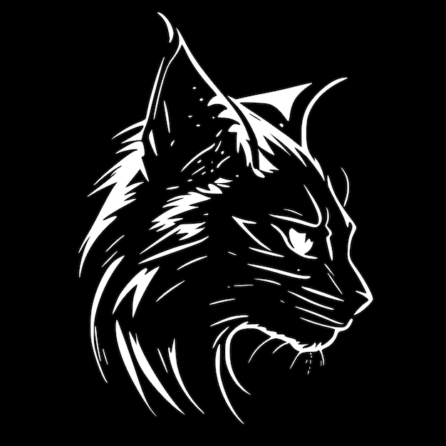 Vector wildcat black and white vector illustration