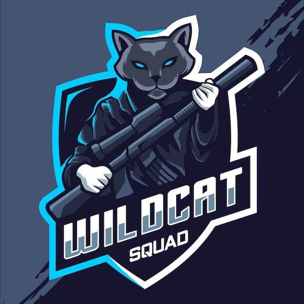 Wildcat squad esport mascotte logo ontwerp