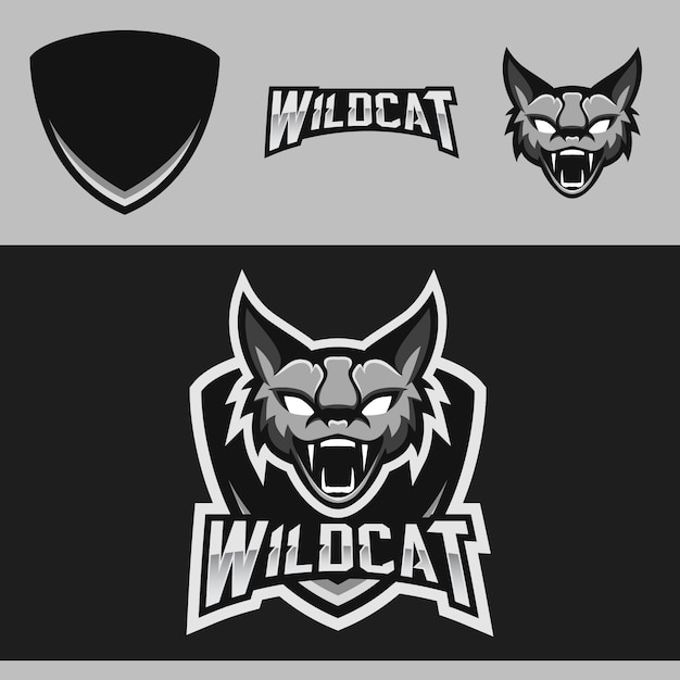 ベクトル ワイルドキャットチームesport mascot logo