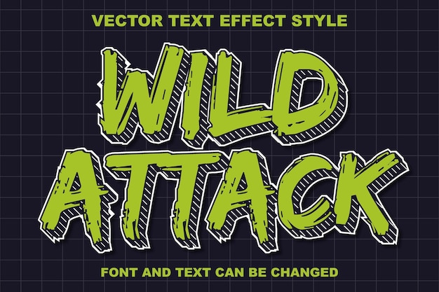 Wilde aanval jungle typografie 3d bewerkbare teksteffect lettertype stijl sjabloon achtergrond ontwerp banner