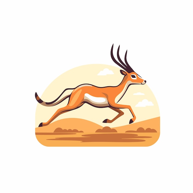 Vector wilde afrikaanse antilope loopt vector illustratie geïsoleerd op een witte achtergrond