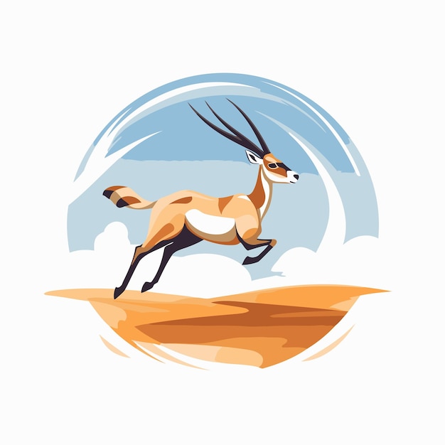 Wilde Afrikaanse antilope springt in de woestijn Vector illustratie