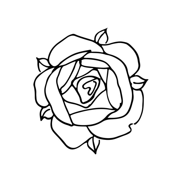 Wilde bloemen doodle roos lineart vector illustratie hand tekenen