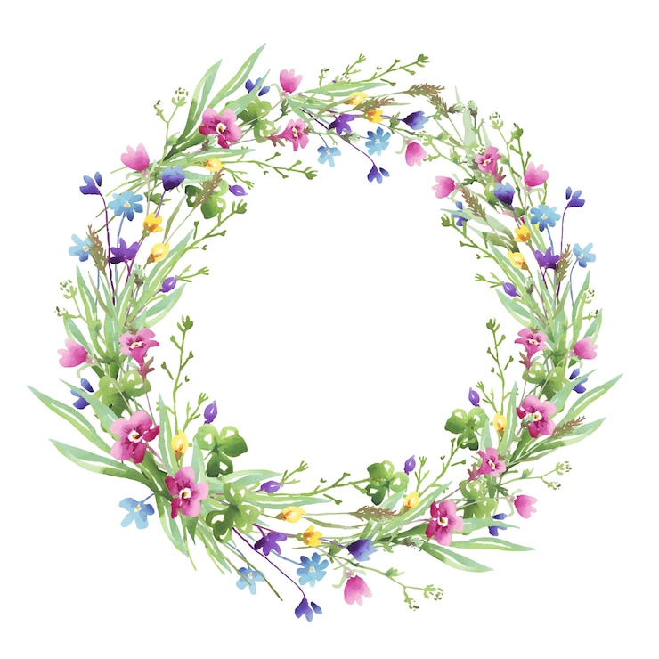 Vector wilde bloemen krans aquarel vector