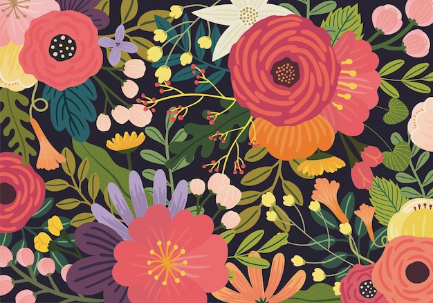 Wilde bloemenillustratie als achtergrond