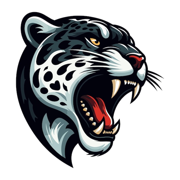 Wilde brullende jaguar luipaard hoofd gezicht vector illustratie zoölogie illustratie dier roofdier
