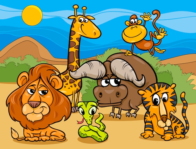 Wilde dieren groep cartoon afbeelding