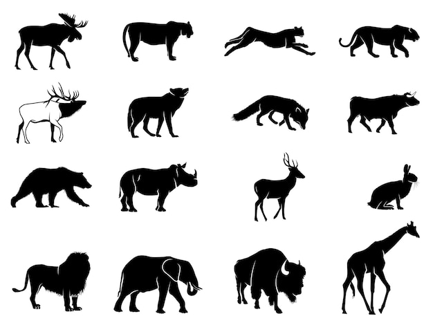 Wilde dieren silhouetten