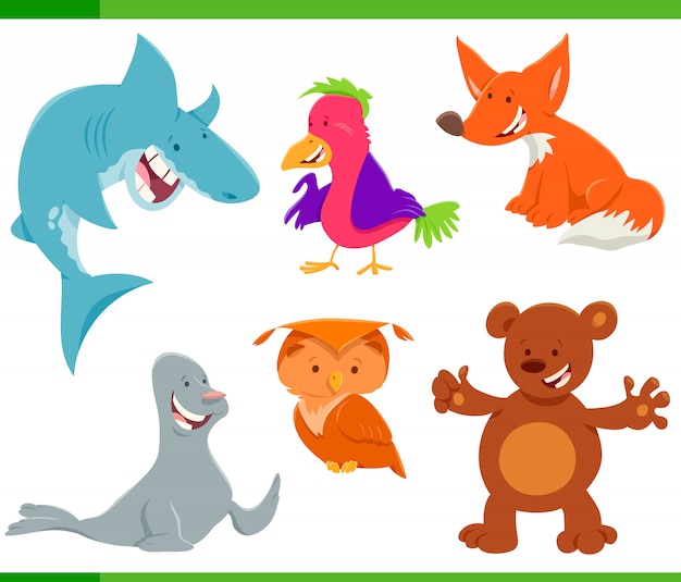 Wilde dieren tekens cartoon set