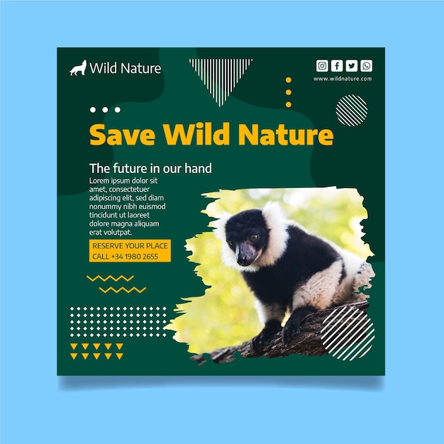 Vector wilde natuur folder sjabloon met foto