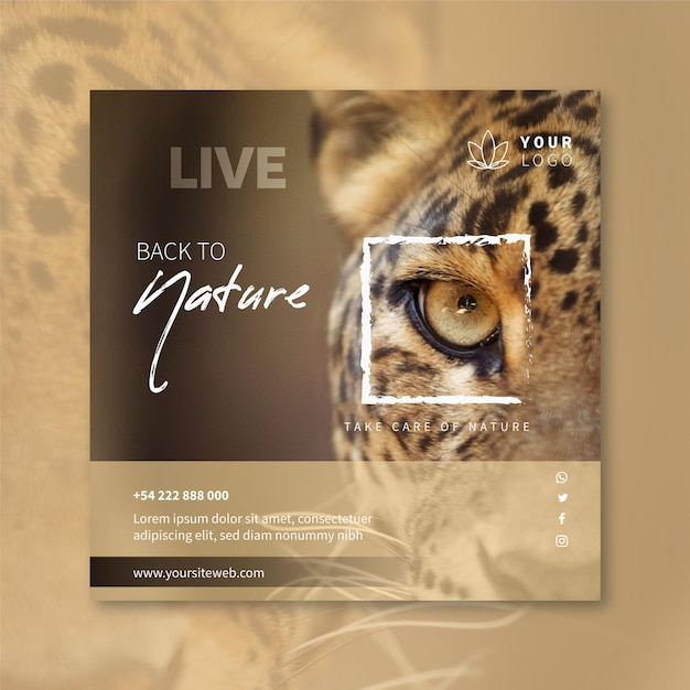 Wilde natuur kwadraat flyer-sjabloon