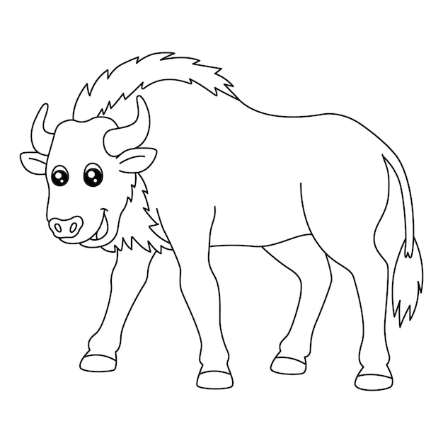 Vector wildebeest coloring page for kids