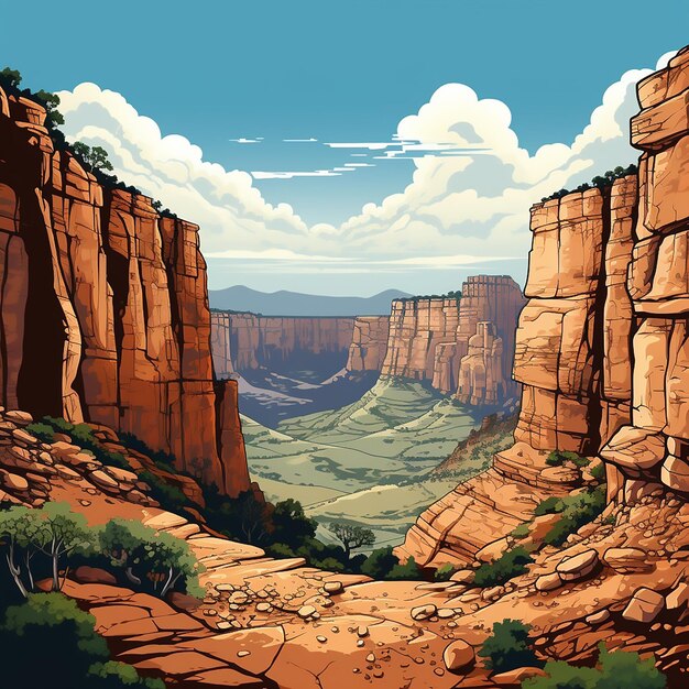 Vector wilderness valley arizona woestijn usa panorama grand zuidwesten amerika scène colorado sand na
