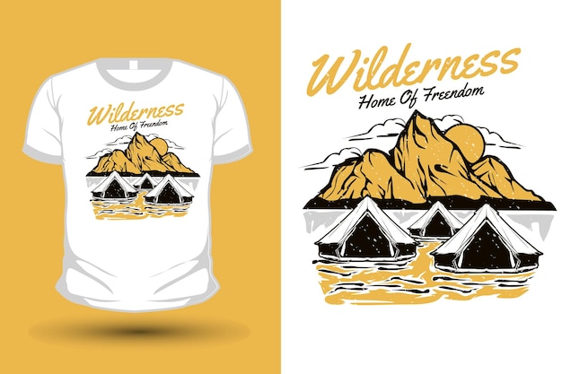 Wildernis huis van vrijheid vintage hand getekende illustratie mockup t-shirt ontwerp