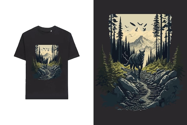 Vector wildernis tracker tshirt ontwerp