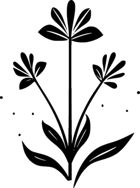 Wildflower Black and White Vector illustration