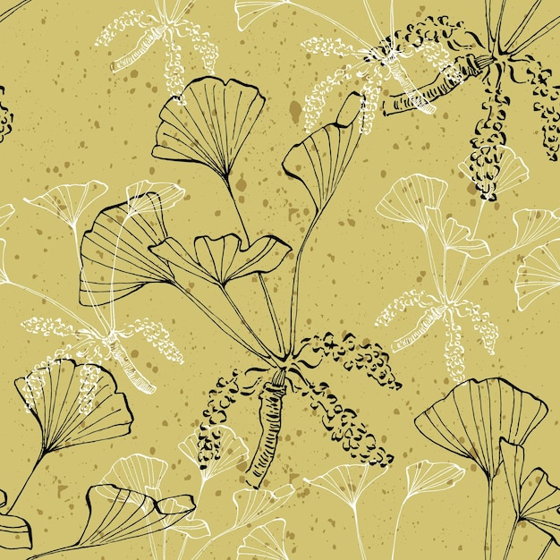 야생화 은행나무 꽃 패턴