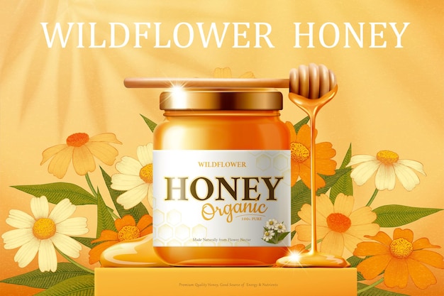 Vector wildflower honey ad banner