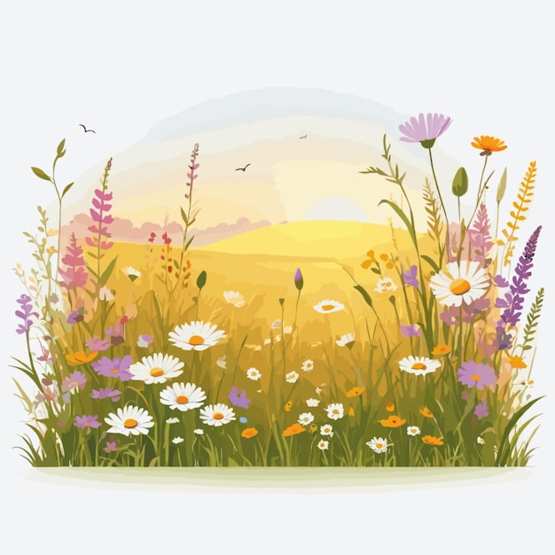 Wildflower meadow garden vector