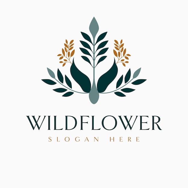 Wildflower vector logo design Floral logo emblem