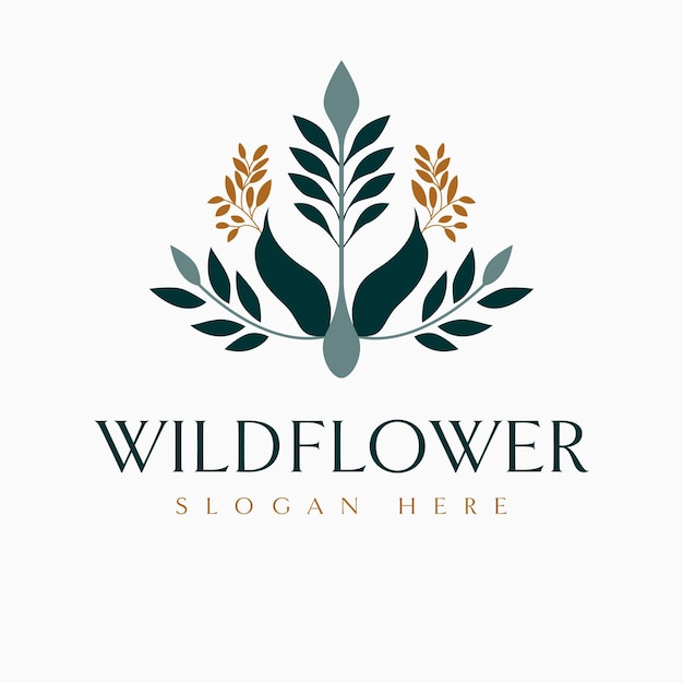 Wildflower vector logo ontwerp Floral logo embleem