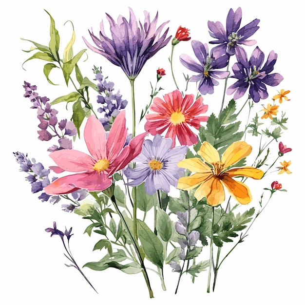 wildflower watercolor vector