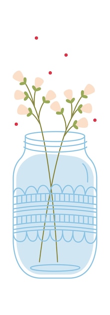 Vector wildflowers in jar