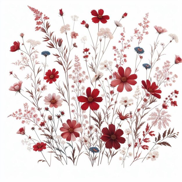 Vector wildflowers pattern vector illustration