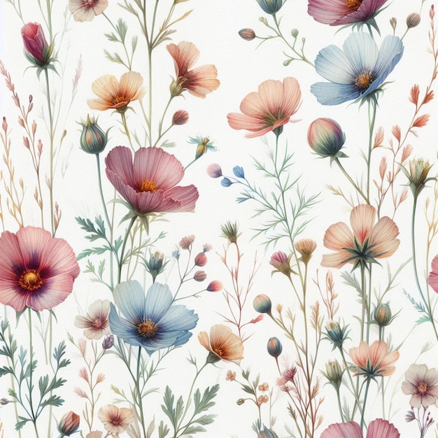 wildflowers pattern vector illustration