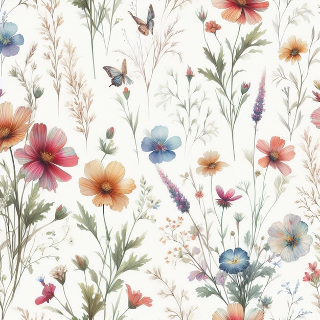 wildflowers pattern vector illustration