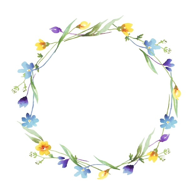 Wildflowers wreath Watercolor clipart