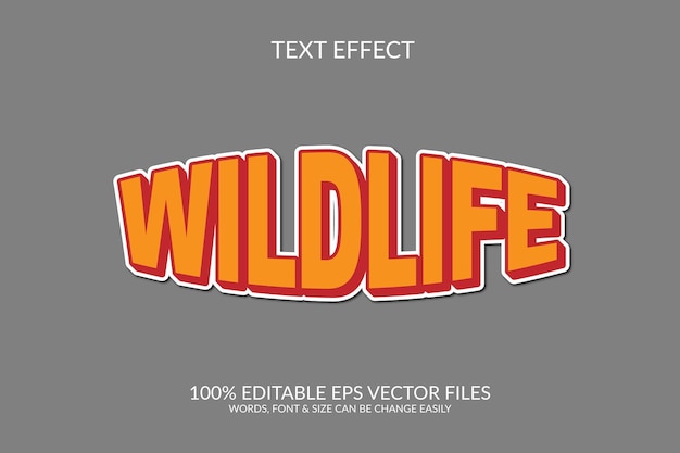 wildlife 3d fully editable vector eps text effect template design