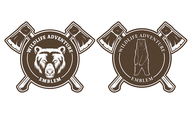 wildlife adventure embleem ontwerp met beer tekening