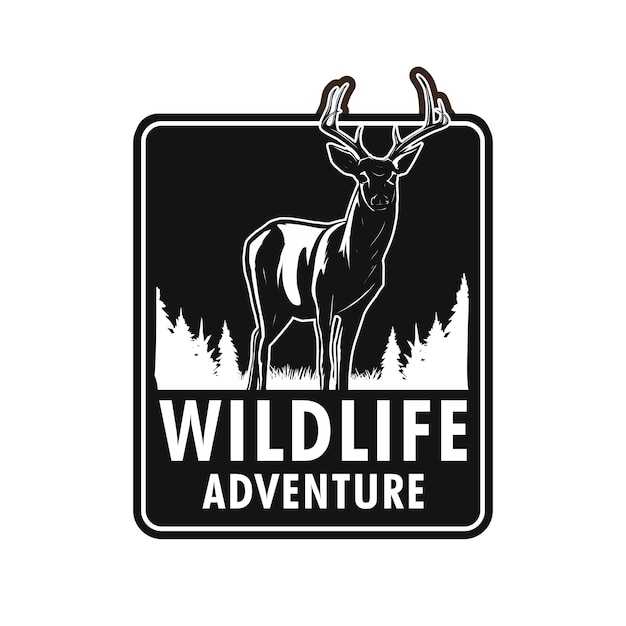 wildlife adventure emblem with deer illustration