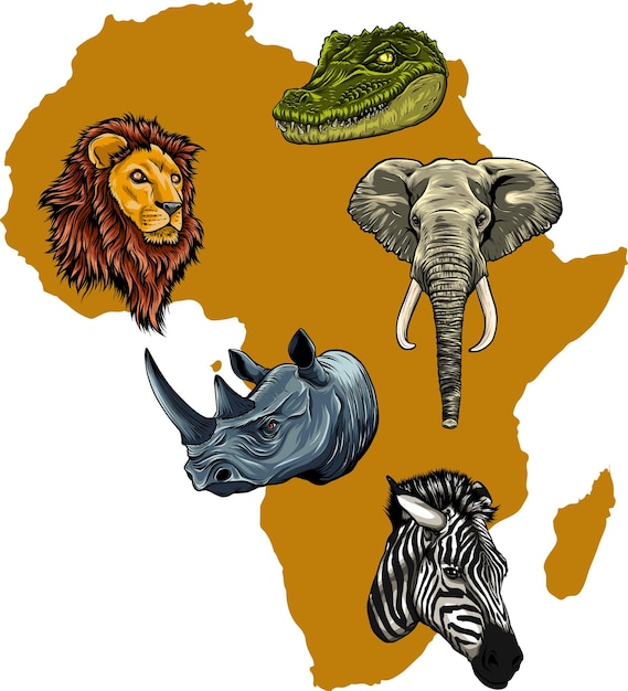 Vector wildlife of africa world continent flora and fauna