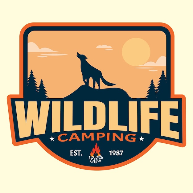 Wildlife camping badge logo