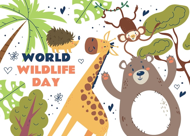 Wildlife day world animal protect wild forest life environment nature conservation concept